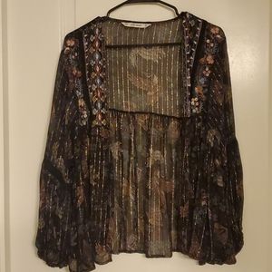 Printed Floral Open Outer Layer